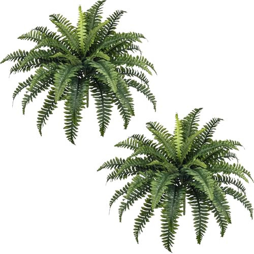 FOREST PRINCE 35" Ferns Artificial Bush Plants Large, 2 Artificial Boston Ferns with 39 Fronds for Outdoors Home Decor | Amazon (US)