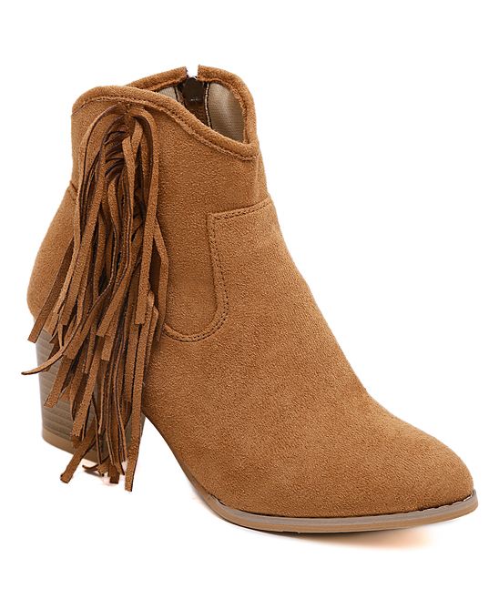 LoLa Shoes Women's Casual boots Brown - Brown Side-Fringe Bootie - Women | Zulily