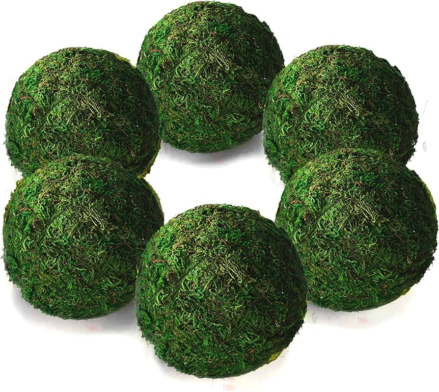 Qingbei Rina Moss Balls Decorative Bowl Fillers for Centerpiece,4 Inch Set of 6,Large Moss Balls ... | Amazon (US)