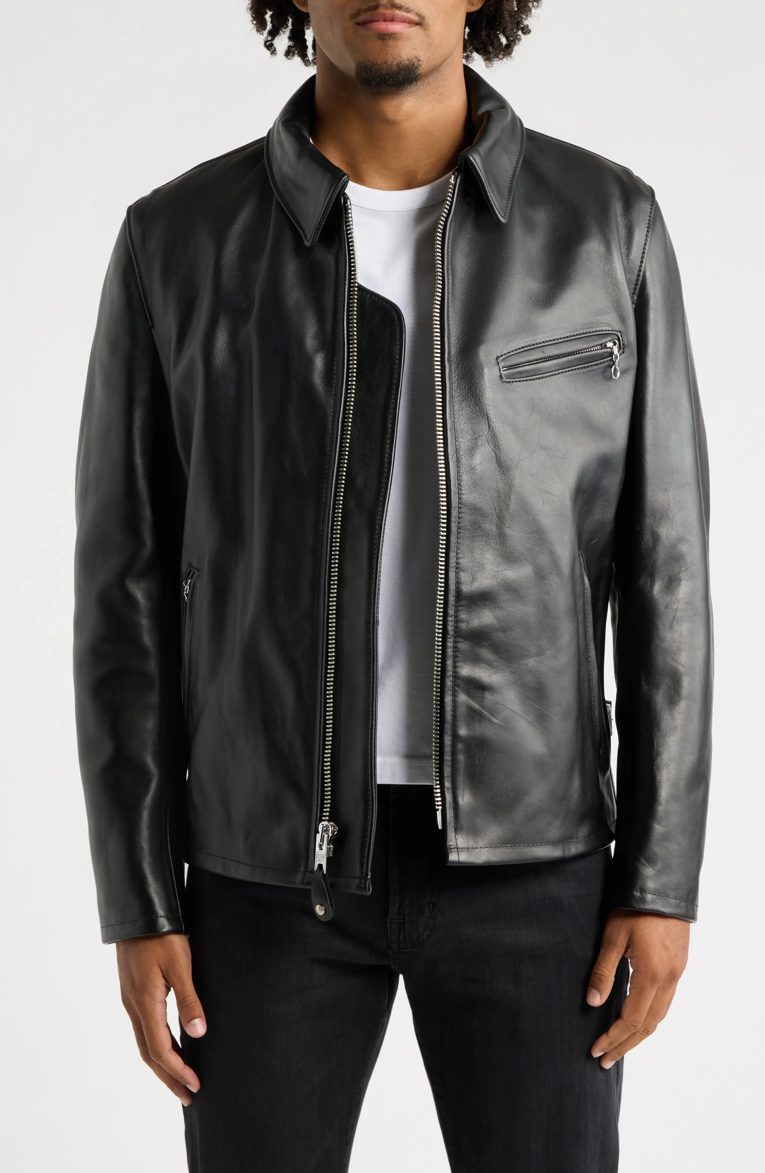 Schott NYC Leather Racer Jacket (Men) | Nordstrom | Nordstrom