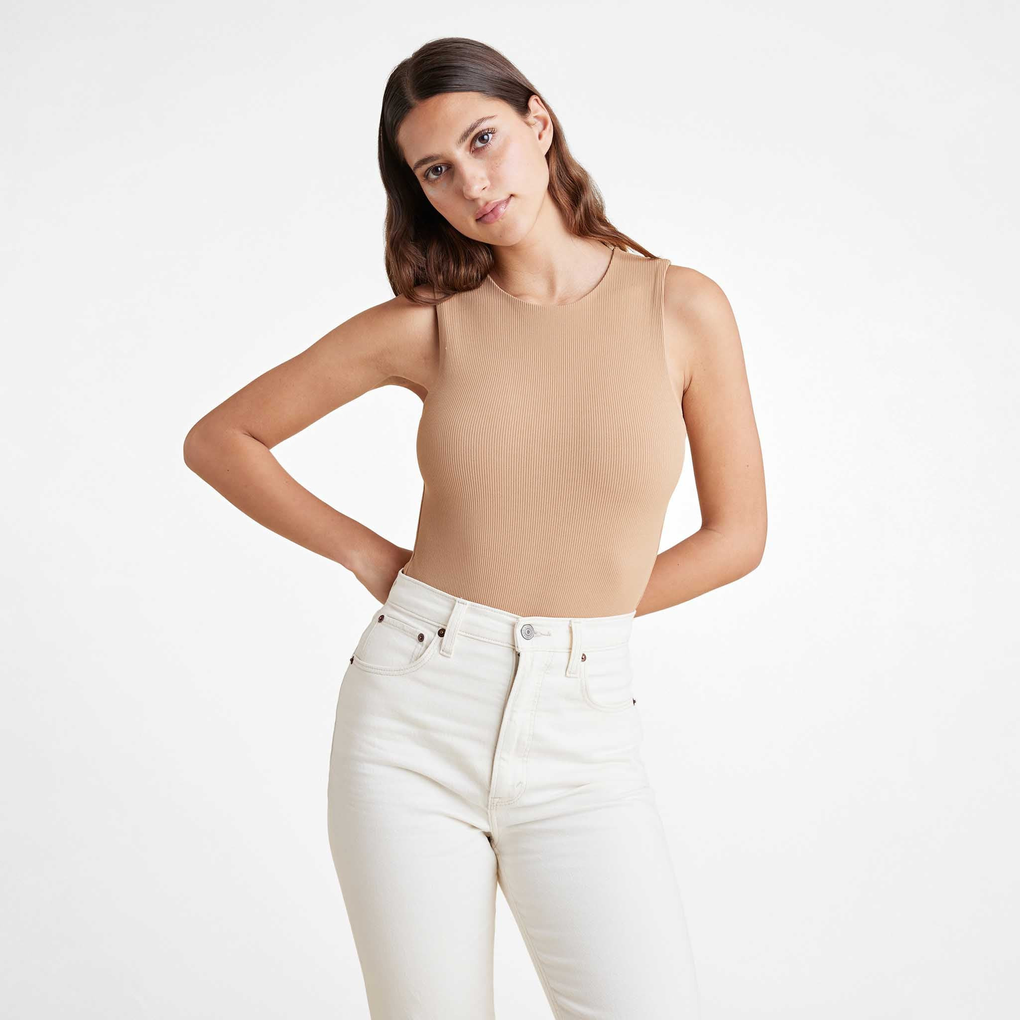 Ribbed Crewneck Tank Bodysuit | Nuuds US