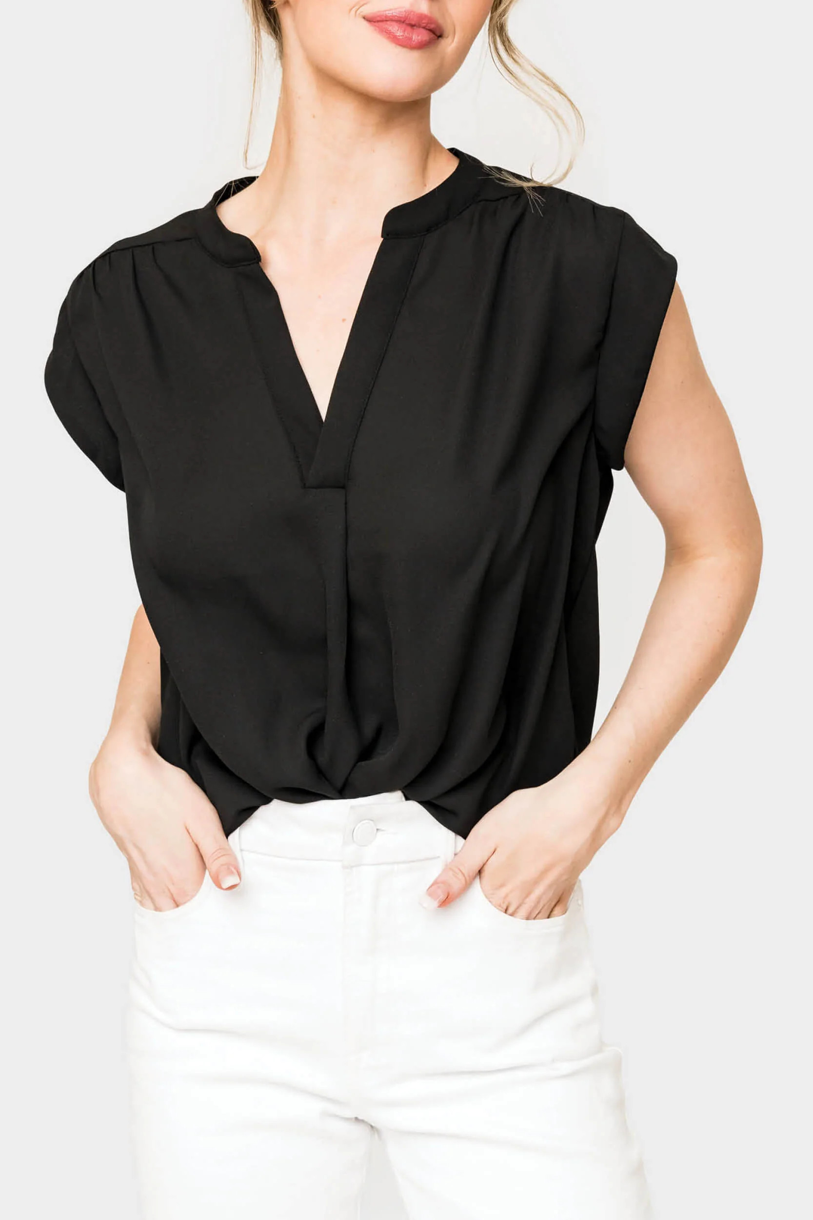 Notch Neck Cap Sleeve Top | Gibson