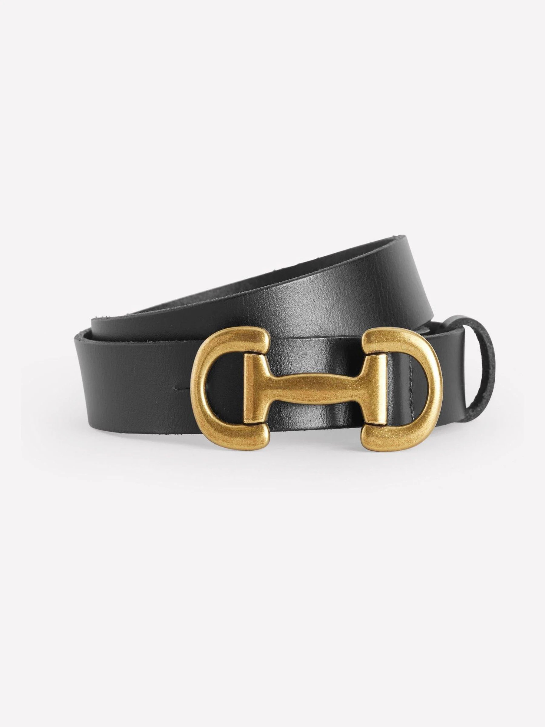 Boden Boden Black Snaffle-Trim Leather Belt | Next US