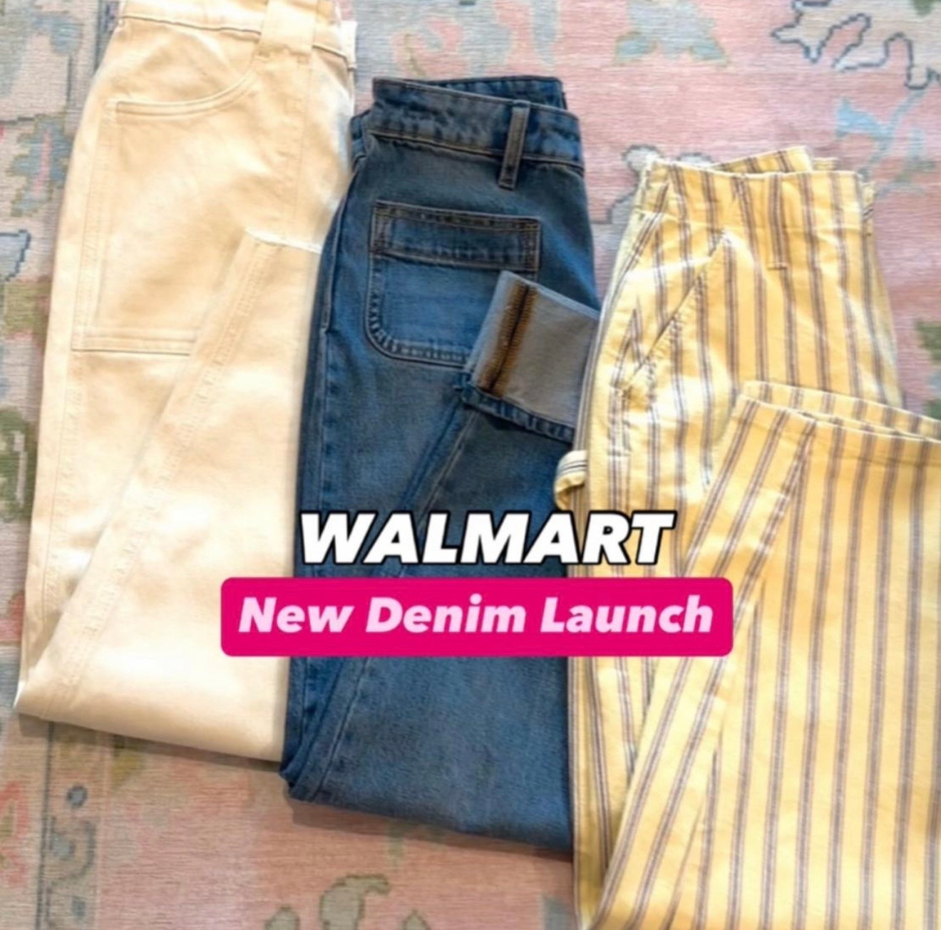 Scroll to shop! Cutest new Walmart finds! Size down in the cream and yellow jeans for best fit. Follow us for more! 🛍️