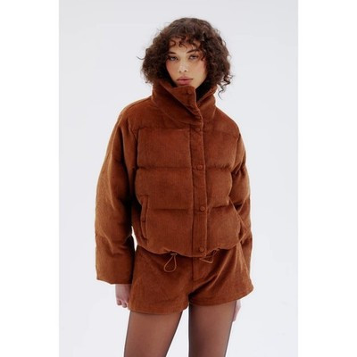 NWT The Bar Hudson Corduroy Puffer Coat Size Small Brown | eBay US