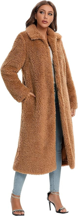 Women Faux Fur Winter Coats Open Front Long Cardigan Coat Warm Women's Fuzzy Fleece Jacket Overco... | Amazon (US)