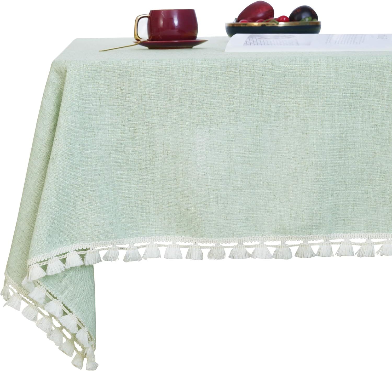 Deconovo Solid Linen Table Cloth with Tassel Water Resistant Tablecloth for Living Room 55x102 In... | Amazon (US)