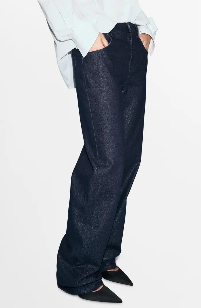 MANGO Metallic Straight Leg Jeans | Nordstrom | Nordstrom