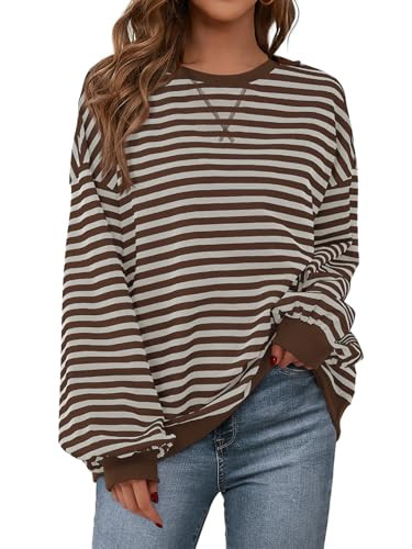 PRETTYGARDEN Crewneck Sweatshirts Women Fall Outfits 2026, Grey Brown, XL | Amazon (US)