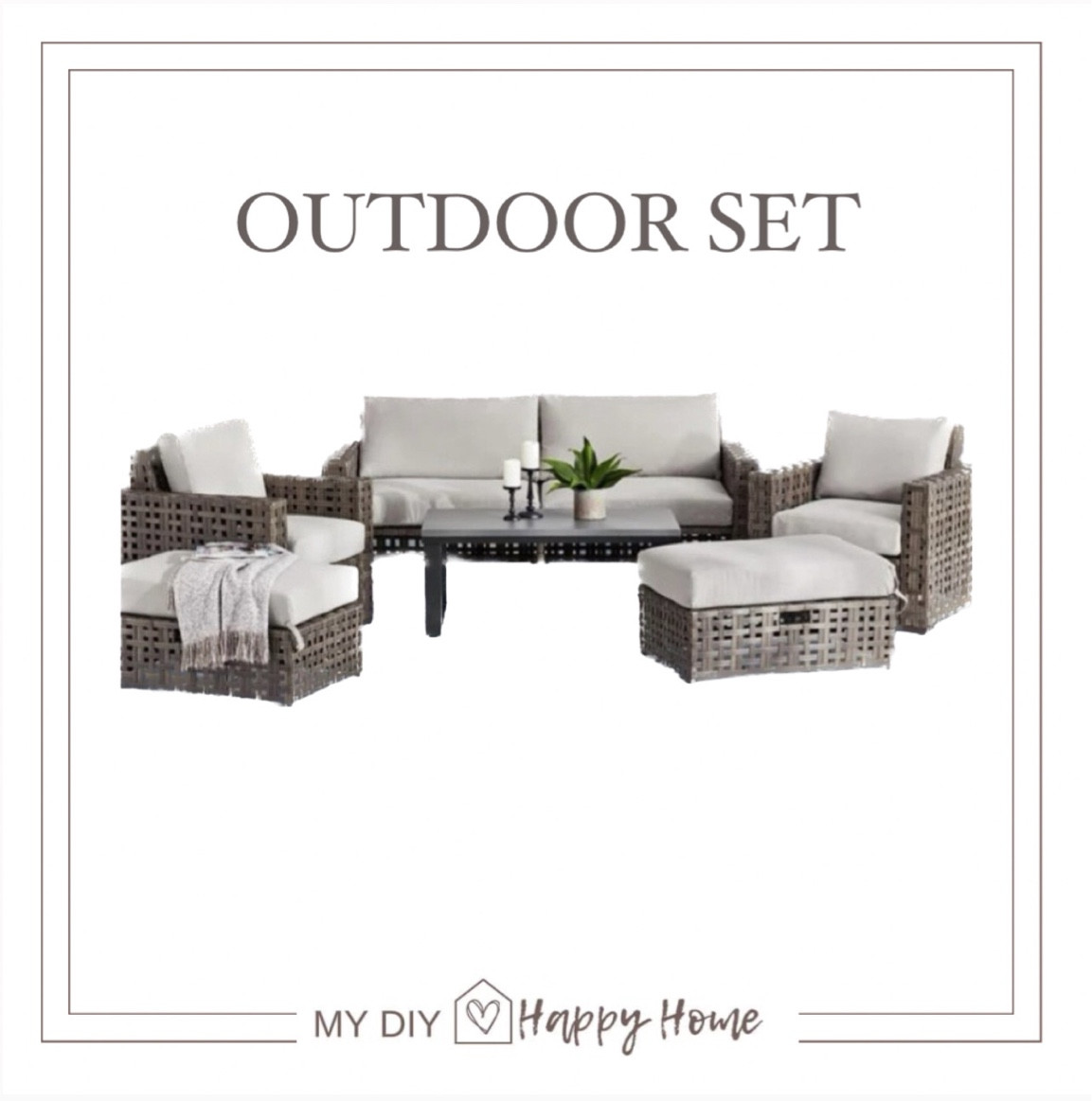 IN STOCK and on sale $300 off! 

6 piece Outdoor set, includes:
Sofa, 2 chairs, 2 ottomans and coffee table

#LTKsalealert #LTKSeasonal #LTKhome