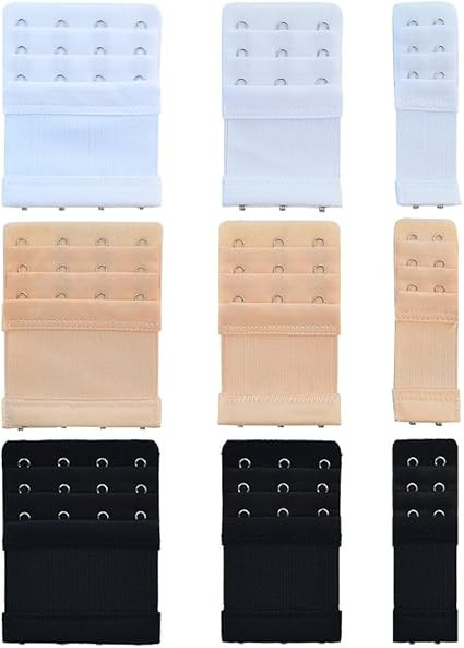 Bantoye 9pcs Bra Extender 2 Hooks/3 Hooks/4 Hooks Nylon Elastic Back Bra Band Extension Strap Bla... | Amazon (US)