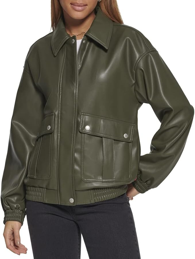 Levi's Women's Faux Leather Lightweight Dad Bomber Jacket | Amazon (US)