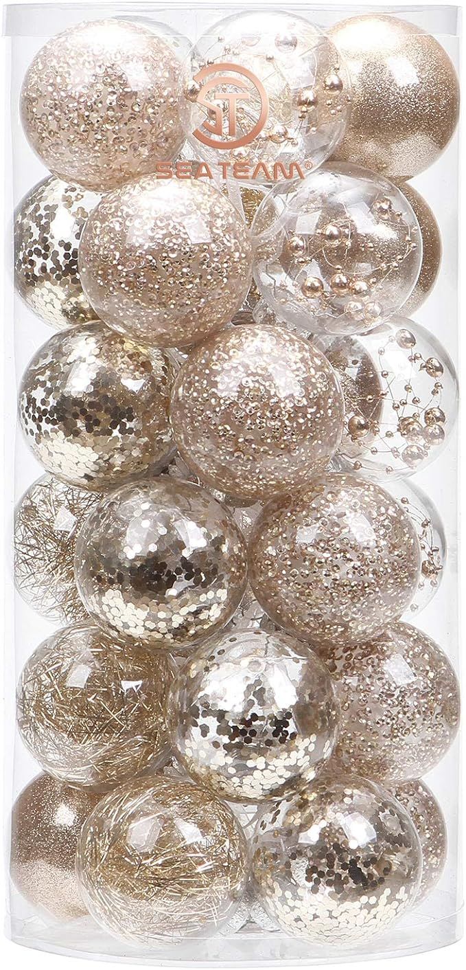 Amazon.com: Sea Team 60mm/2.36" Shatterproof Clear Plastic Christmas Ball Ornaments Decorative Xm... | Amazon (US)
