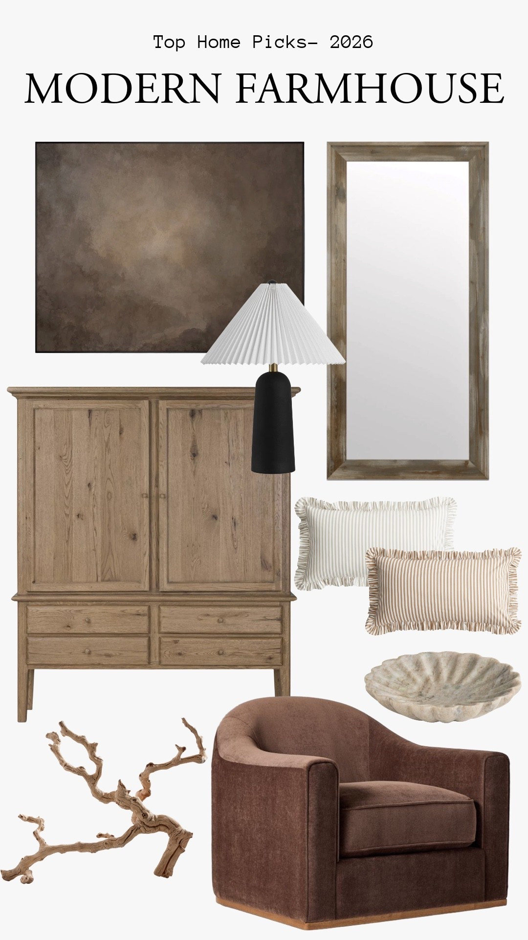 This week’s home finds – Modern farmhouse edition! I’ve been loving all things warm, neutral, and cozy lately, from rustic wood tones to timeless textures that make a space feel calm, elevated, and lived-in 🤍



Modern farmhouse decor, modern home finds, rustic home decor, neutral home decor, warm cozy home decor, living room styling ideas, modern living room, modern neutral living room ideas, wood furniture accents, vintage-inspired decor, textured neutral pillows, statement armchair, decorative bowl accents, minimalist rustic styling, cozy designer-inspired home finds.

#LTKwinter #LTKcanada #LTKhome