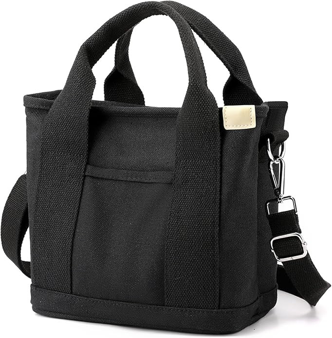 Canvas Tote Bag for Women Small Tote Bag with Zipper Canvas Crossbody Bag Shoulder Bag Satchel Ha... | Amazon (US)