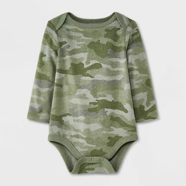 Baby Boys' Camo Long Sleeve Bodysuit - Cat & Jack™ Green | Target