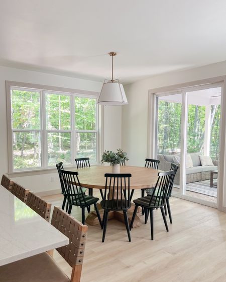 This dining room table was our big splurge at the cottage - my mom wanted a big round table for everyone to sit at and this table is amazing! We definitely could squeeze in 2 more chairs to fit 10 comfortably! 

#LTKFamily #LTKHome #LTKStyleTip
