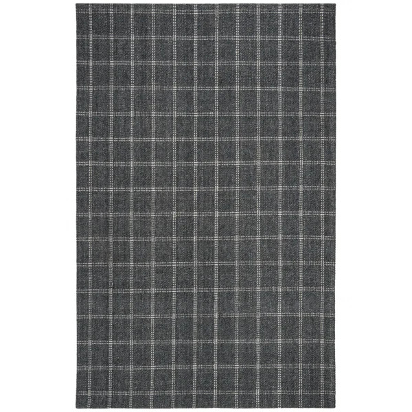 Tamworth Lauren Ralph Lauren Hand Woven Viscose/Wool Plaid Rug in Charcoal | Wayfair North America