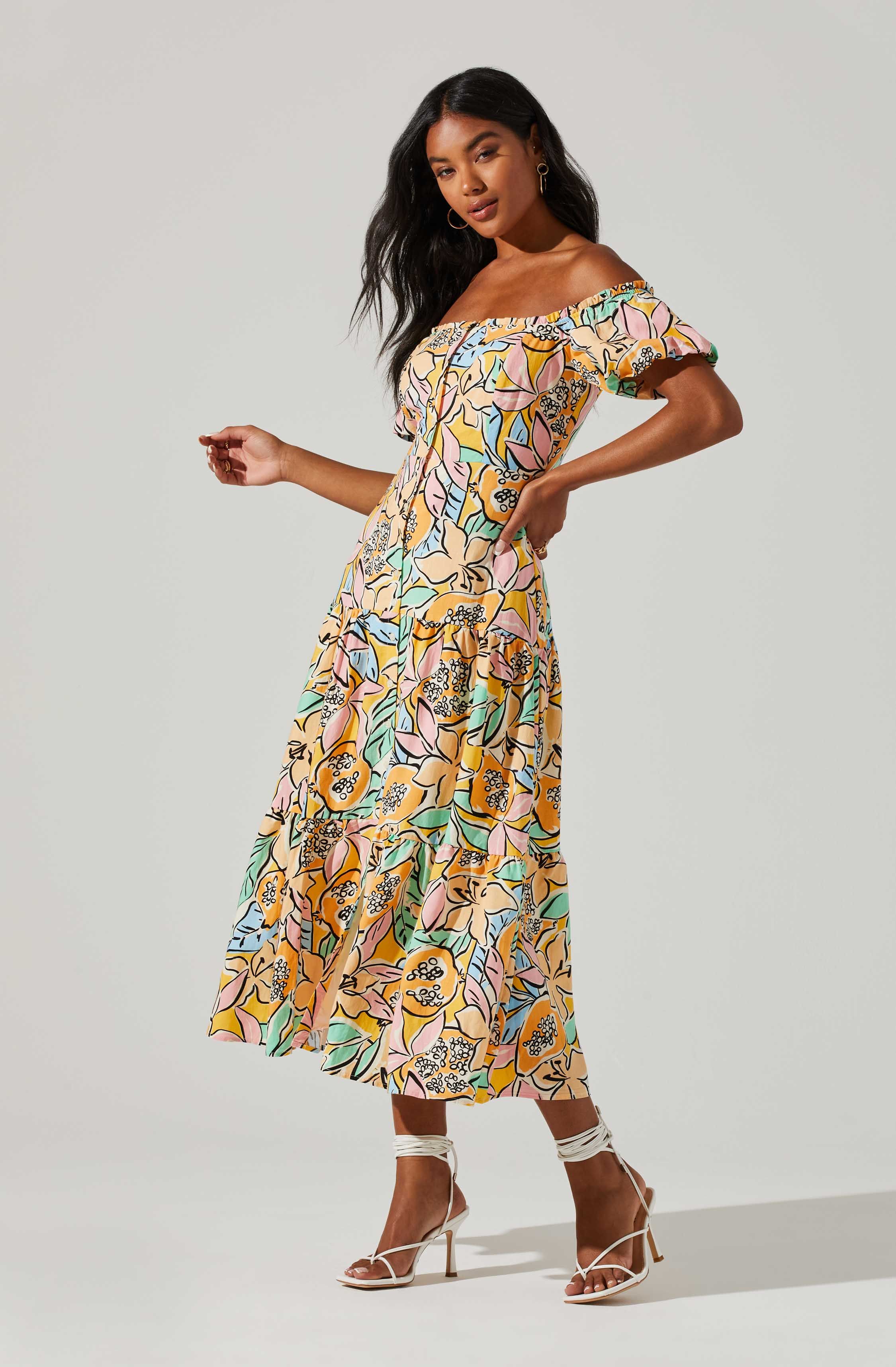 Saveria Tropical Off Shoulder Maxi Dress | ASTR The Label (US)