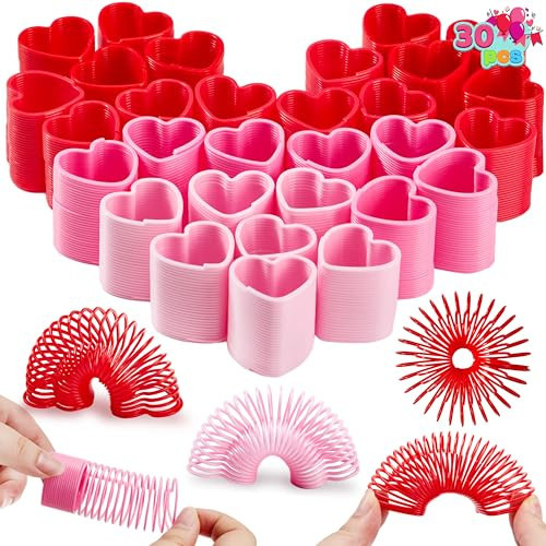 JOYIN 30 Packs Valentine’s Day Party Favors with Mini Springs Toys, Multi-Color Heart Coil Springs Toys, Stress Relief Fidget Toys for Kids Classroom Exchange, School Prize and Goodie Bag Stuffers | Amazon (US)