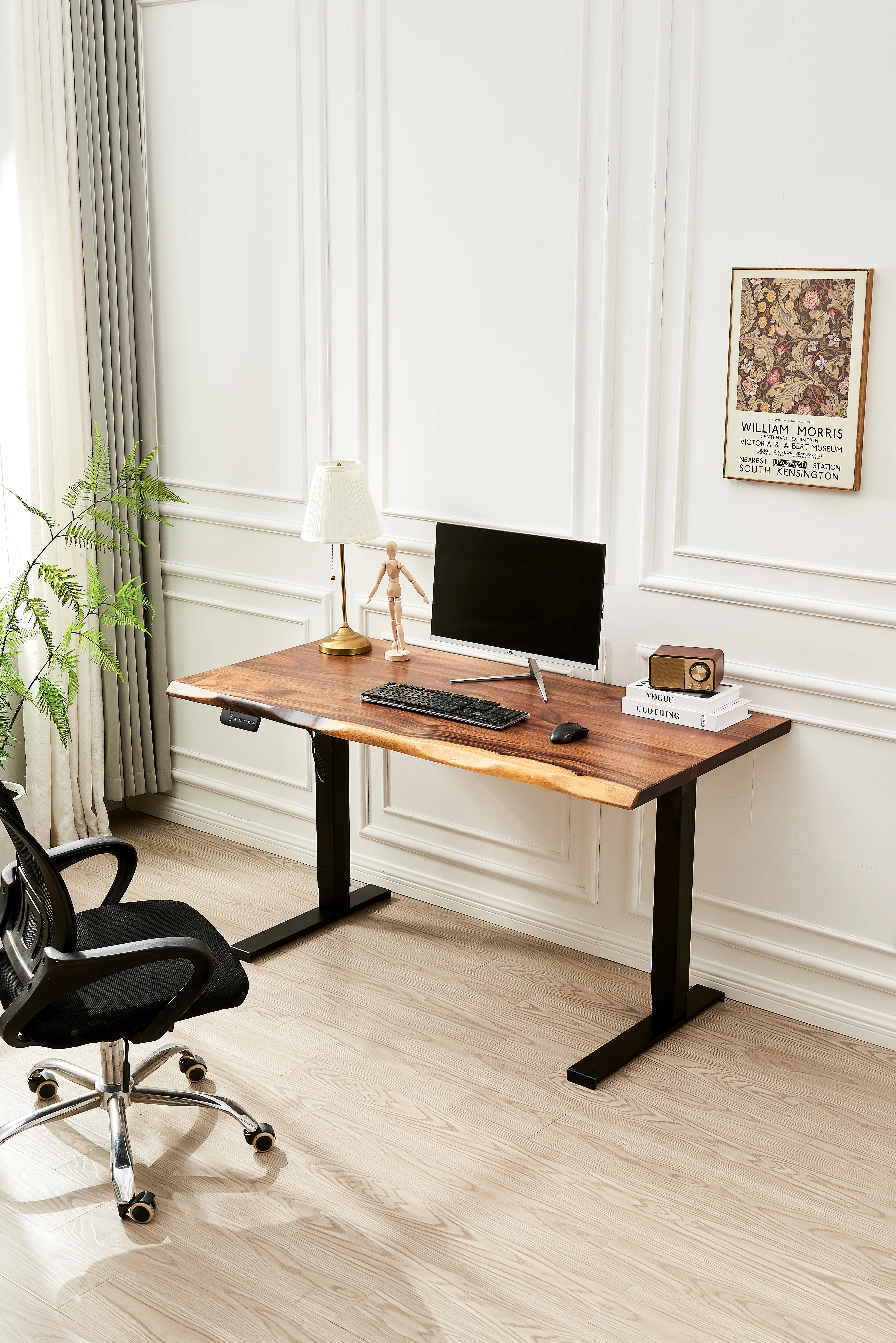 Adjustable Standing Desk with South American Walnut, Live Edge Desk | Wayfair North America