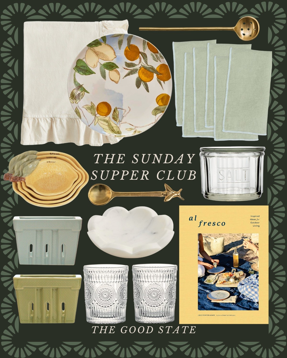 The Sunday Supper Club👒 To the ladies who find beauty in the fragrance of fresh basil, the crunch of homemade bread and the vibrant colors of ingredients spread across the counter. To the ones who romanticize every chop on the cutting board and every dance of the sunlight through their kitchen window. For those who come alive the longer they linger around a candle-lit table with loved ones. For the ladies who are looking for a reason to set a pretty table filled with flowers and for those who are looking forward to *finallllly* wear their new Spring dress. This collection is for you🤍

The good state, Lauren England, dinner party, hosting, under $50, Anthro, Anthropologie, dolce vita, spring fashion, spring ootd, maxi dress, Abercrombie and Fitch, wedding guest dress, empire waist dress, white dress. J crew, j crew factory, pretty, spring fashion, vacation outfit, ootd, sandals, tuckernuck, Easter outfit, kitchen, entertaining, home decor, Amazon home, Amazon finds, stripe dress, masters outfit, green dress, blue dress, McGee and co, shea McGee, quince, Martha Stewart, 

#LTKSaleAlert #LTKHome #LTKSeasonal