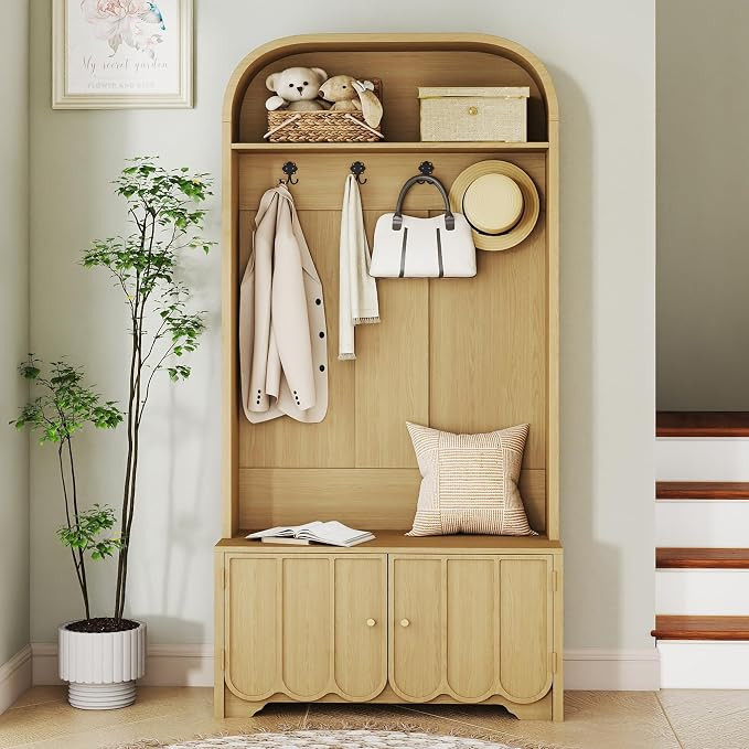 Narrow Entryway Hall Tree with Storage, coat rack,Entryway Coat Rack | Amazon (US)