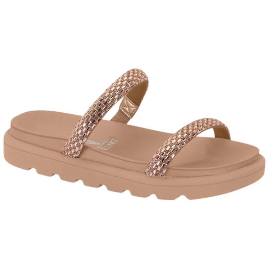 Chinelo Vizzano Flat 2 Tiras Metal Sola Média - Bege | Netshoes (BR)