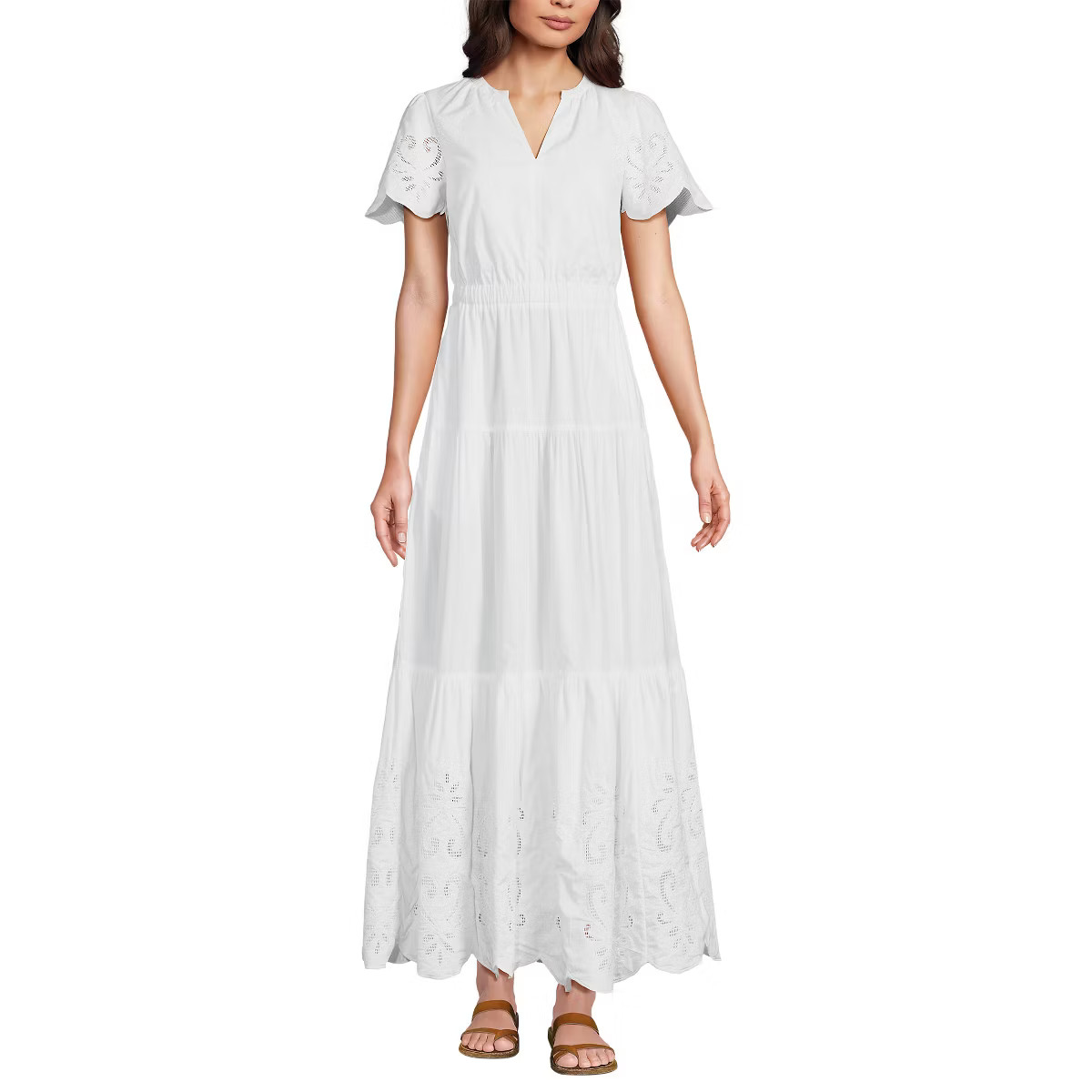 Lands' End Women's Tiered Eyelet Maxi Dress | Target