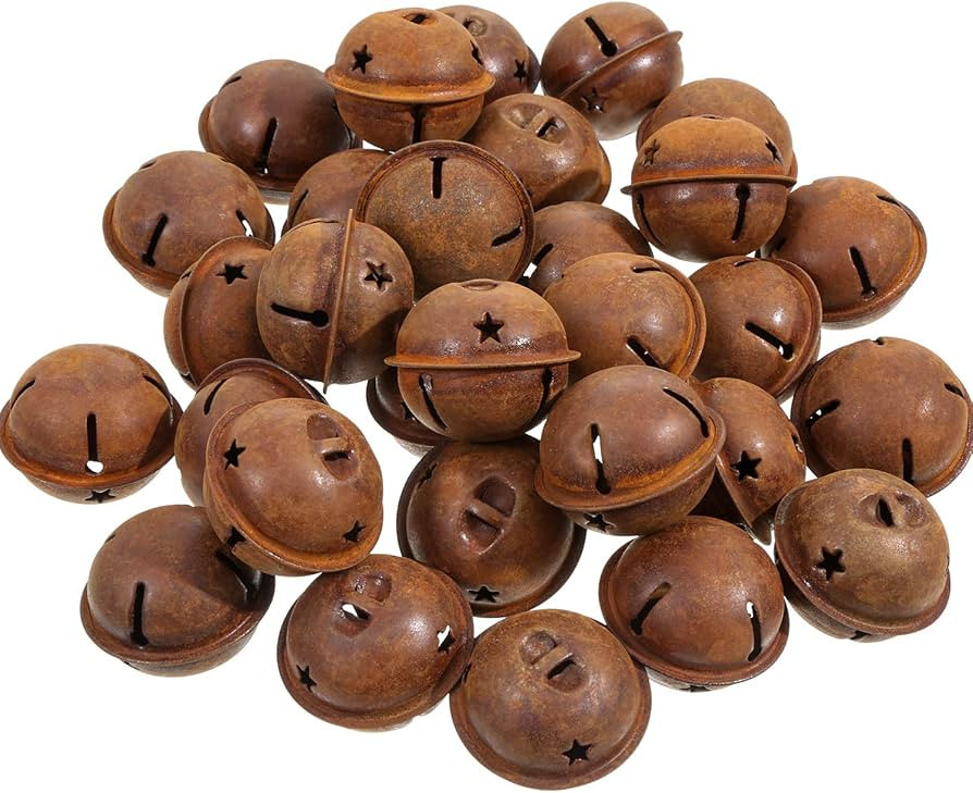 30 Pieces Christmas Rustic Bells Metal Sleigh Rusty Bells Primitive Look Bells Star Cutouts for H... | Amazon (US)