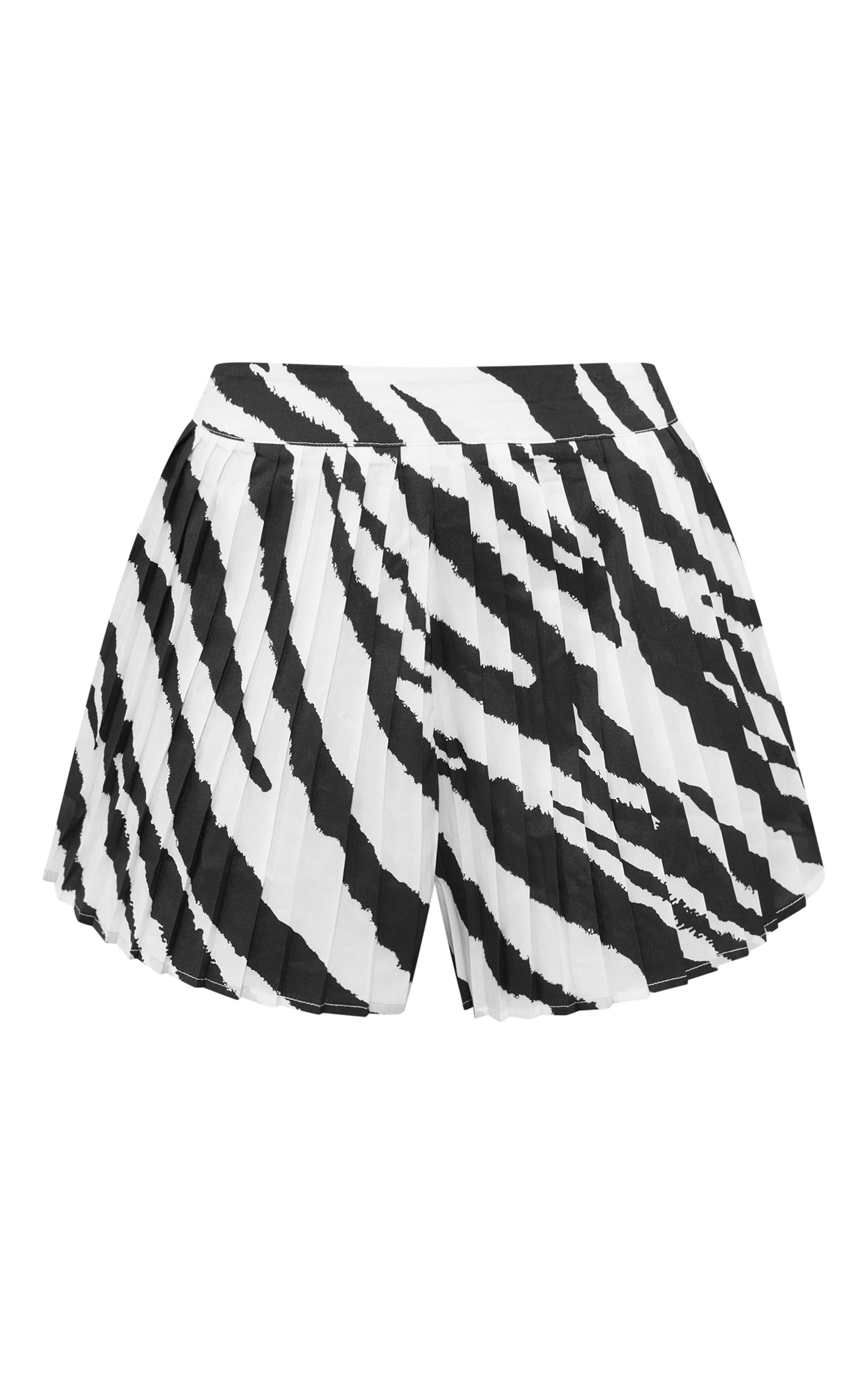 Zebra Print Pleated Floaty Shorts | PrettyLittleThing US