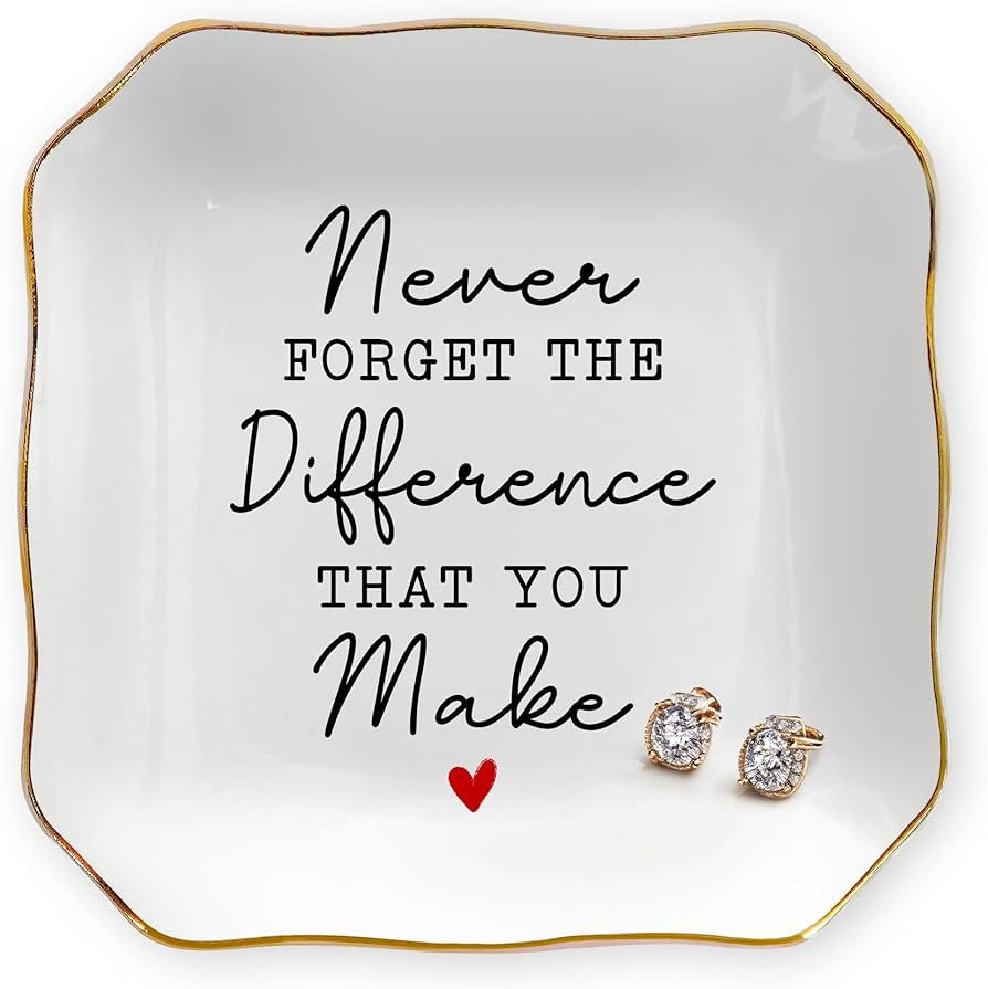 OASSIE Christmas Thank You Gifts for Women - 4"x4" Ceramic Jewelry Dish Tray - Appreciation Birth... | Amazon (US)