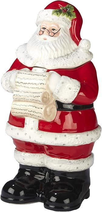 Holiday Wishes 3D Santa Cookie Jar – Festive 12.25” Ceramic Santa Claus Jar for Holiday Cooki... | Amazon (US)