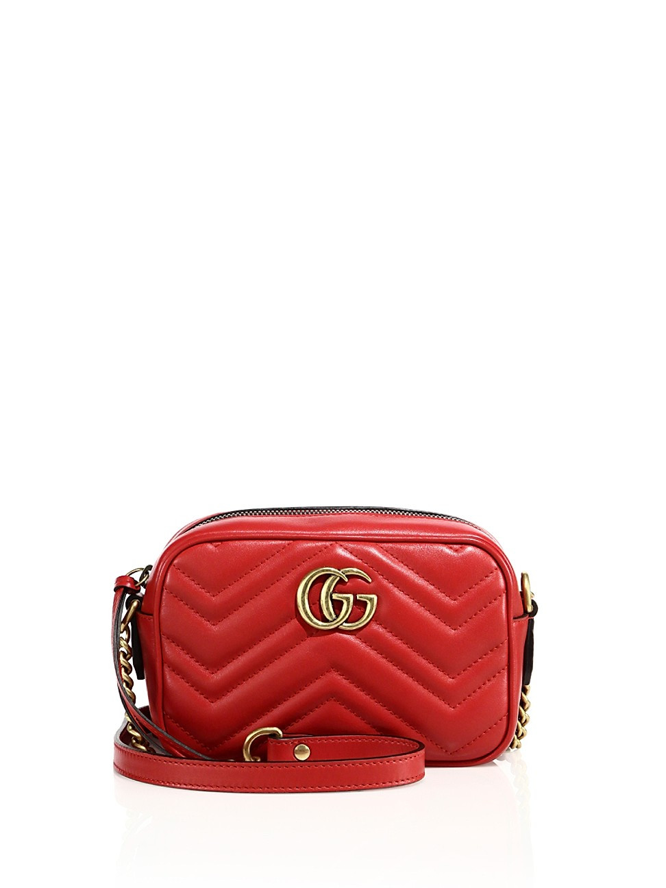 Gucci Women's Mini Chevron Leather Camera Bag - Red | Saks Fifth Avenue