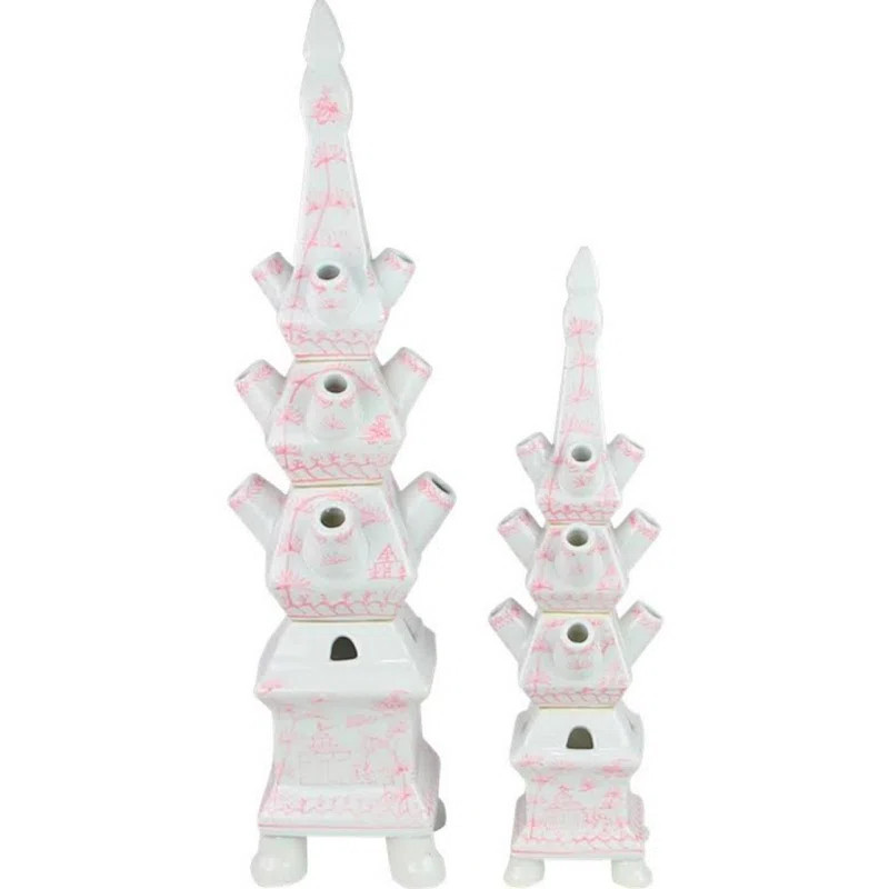 Yinka Village Scene Pale Pink and White Tulipiere Medium | Wayfair North America