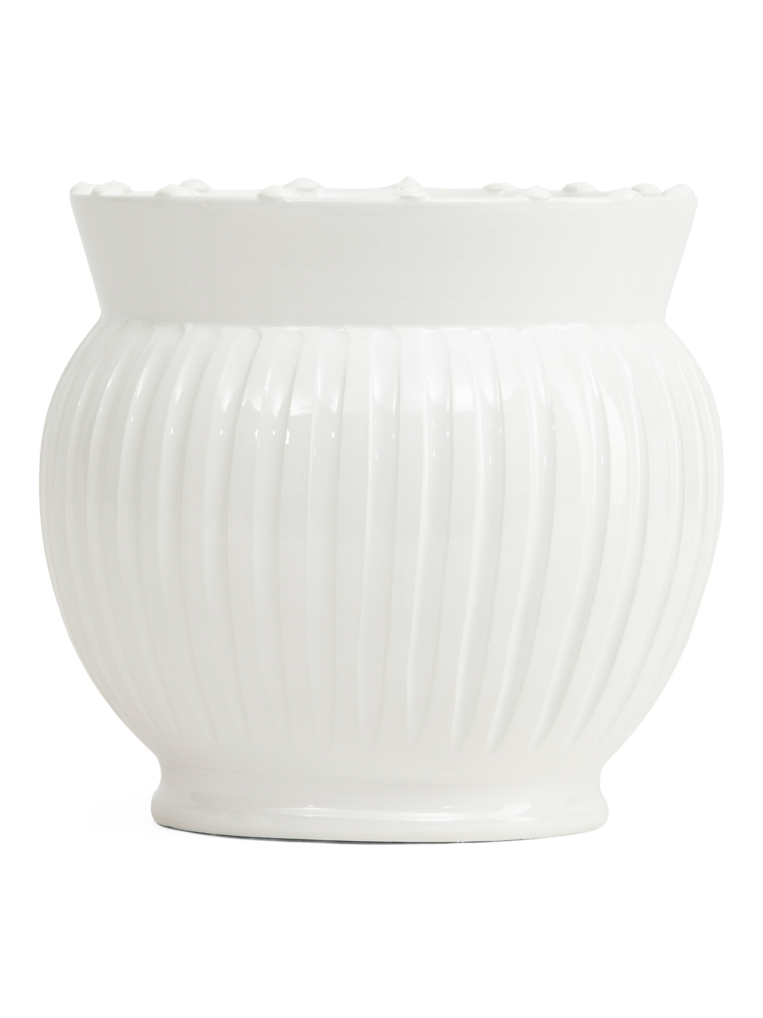 Made In Italy 15x9.75 Dotted And Striped Ceramic Cachepot Planter | TJ Maxx