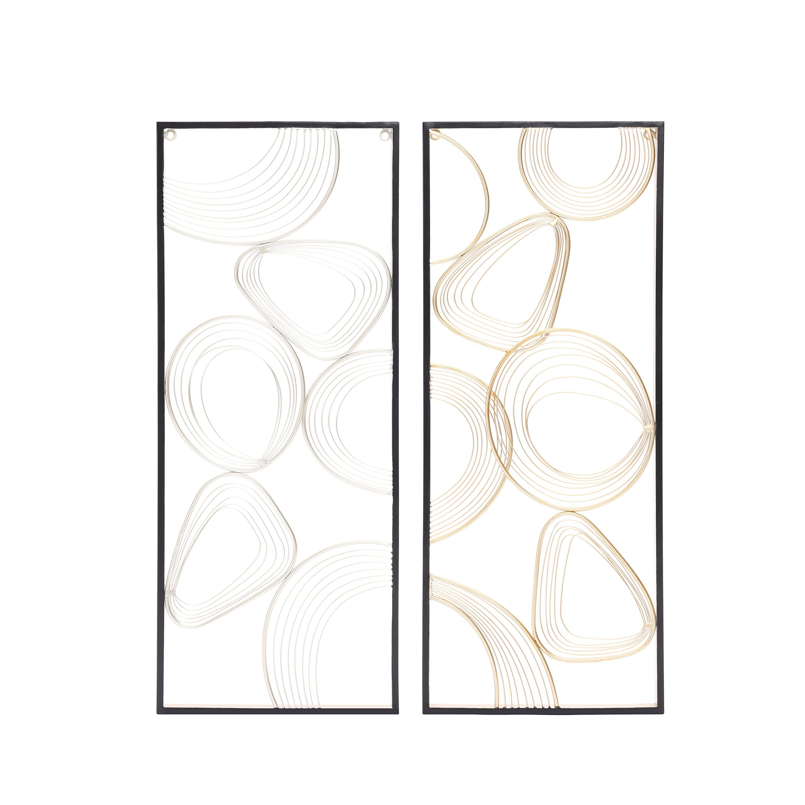 LuxenHome Metal Wall Art, 32" Gold and Silver Wall Decor, Set of 2 Luxury Living Room Wall Decor ... | Amazon (US)