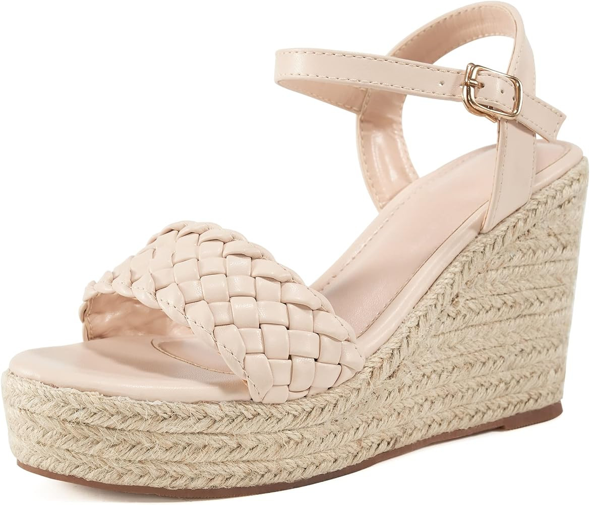 Wedge for Women Platform Sandals with Ankle Strap Open Toe Espadrille Buckle Wedge Sandals Women Cas | Amazon (US)