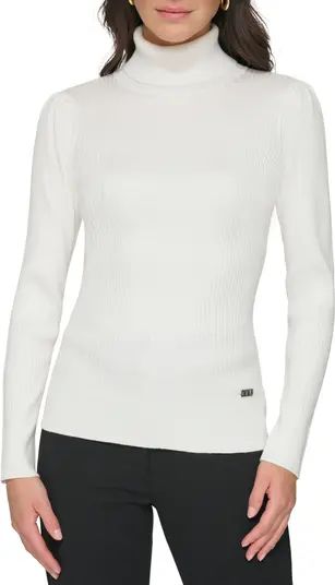 DKNY Puff Sleeve Rib Turtleneck Sweater | Nordstrom | Nordstrom