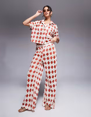 South Beach crochet beach pants in cream and rust - part of a set | ASOS | ASOS (Global)