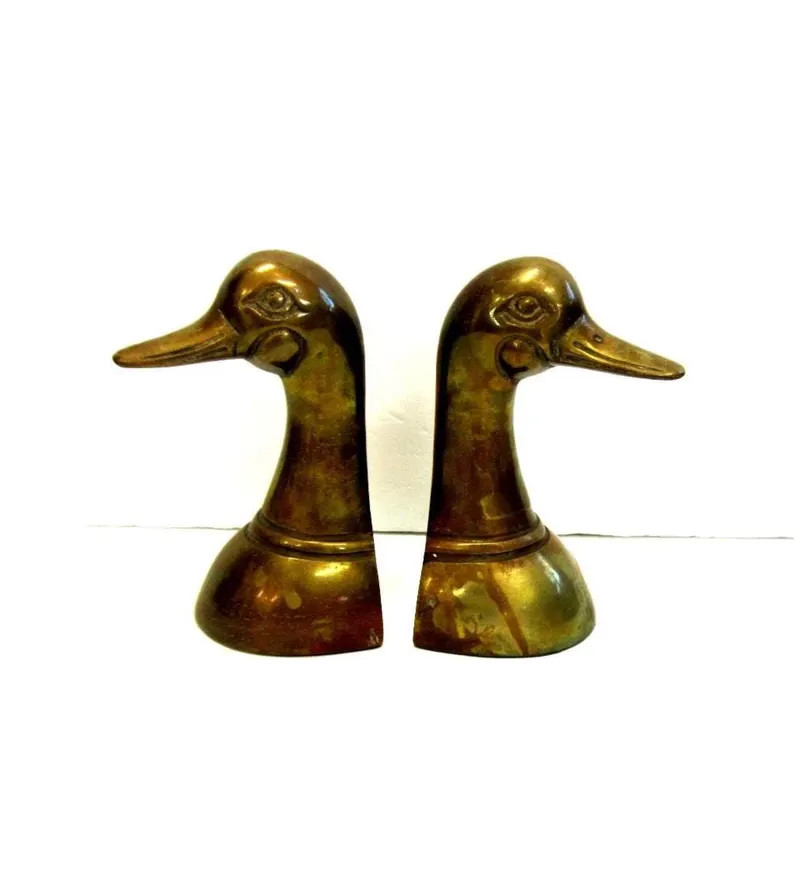 Vintage Brass Duck Head Bookends: Mid Century Brass Decor - Etsy | Etsy (US)