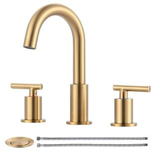 WOWOW 8 in. Widespread Double Handle Bathroom Faucet in Brushed Gold 2325200G - The Home Depot | The Home Depot