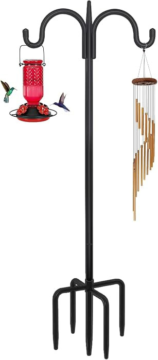 Heavy Duty Shepherds Hook 92" Double Hooks Adjustable (44/60/76/92") - Metal 5-Prong Base, 15lb C... | Amazon (US)