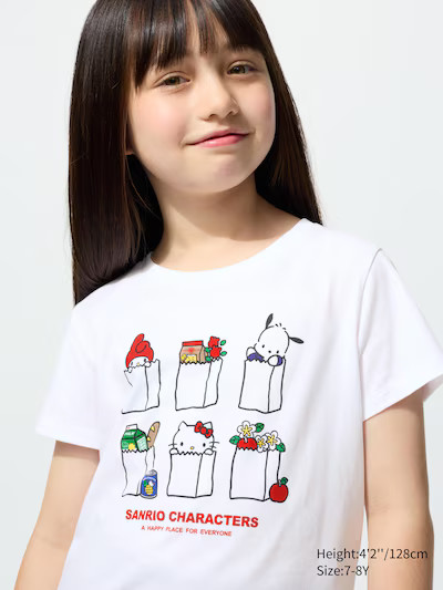 Sanrio characters Cropped UT Graphic T-ShirtColor: 00 WHITESize: KIDS 7-8Y(130)3-4Y(110)5-6Y(120)... | UNIQLO (US)