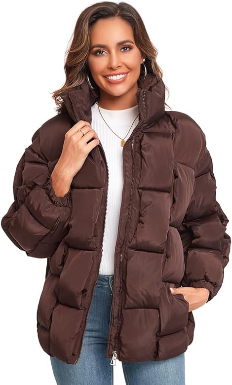 Epsion Womens Winter Casual Puffer Jacket Padded Long Sleeve Full Zipper Stand Collar Pockets Qui... | Amazon (US)