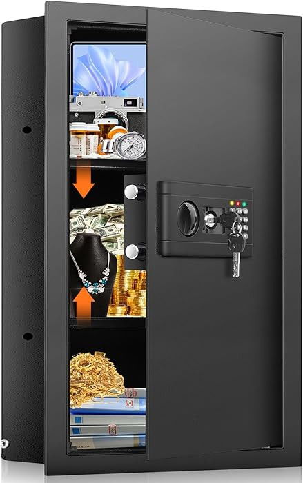25.6" Tall Fireproof Wall Safes Between the Studs 16" Centers, Hidden Wall Safe with 2 Removable ... | Amazon (US)