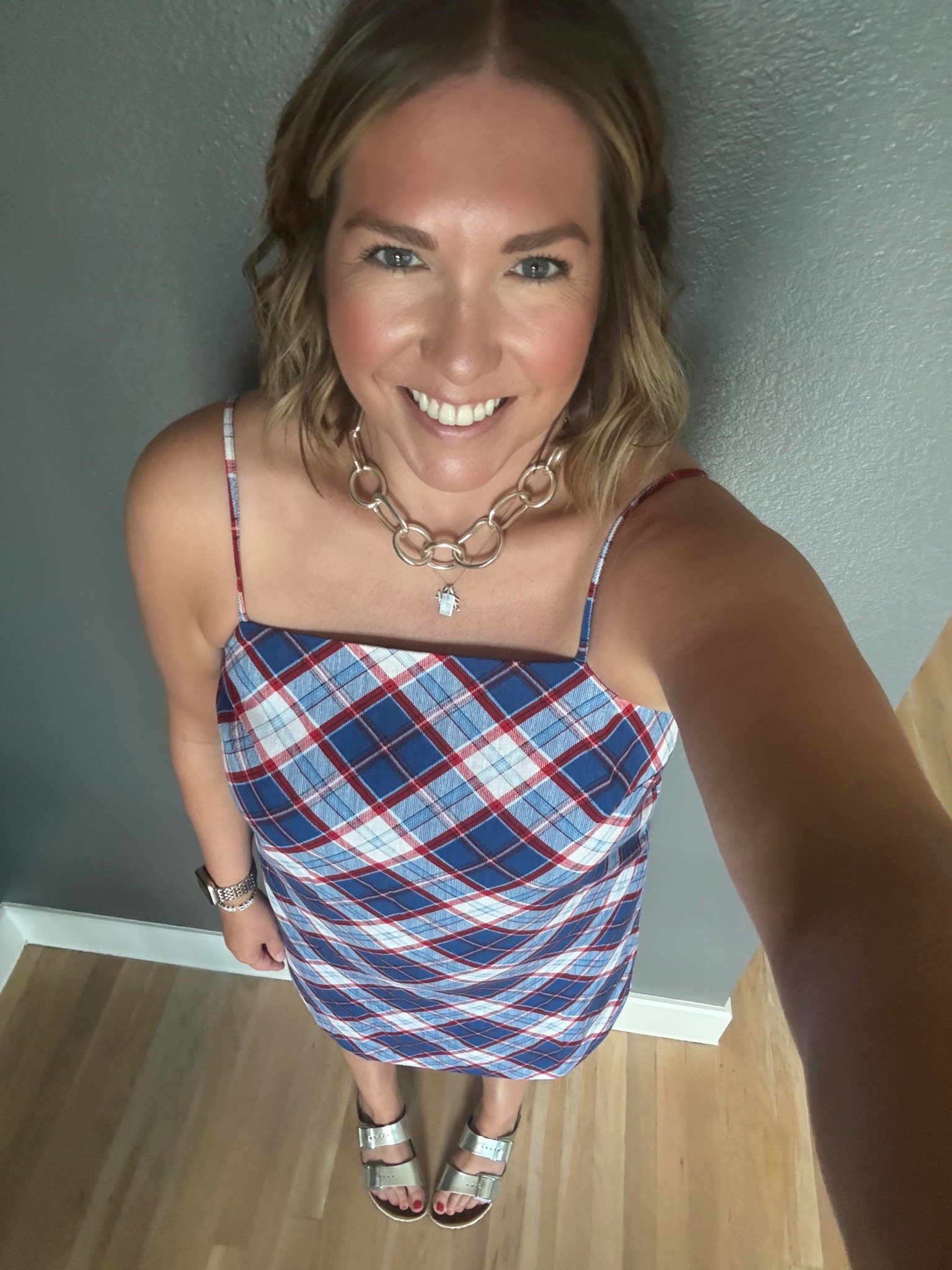 Starting off pretty much a full week of Americana to get ready for the 4th. I love the summer feel of the Americana look. This dress is currently an old navy and under $12! I received so many compliments on it today. I paired it with Birks and simple chain jewelry for a fun look.

#LTKootd #LTKMidsize #LTKSaleAlert