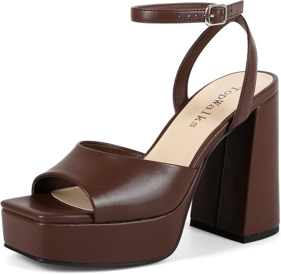Platform Heels for Women Chunky Heel Platform Sandals Womens Open Toe Ankle Strap Womens Wedding ... | Amazon (US)
