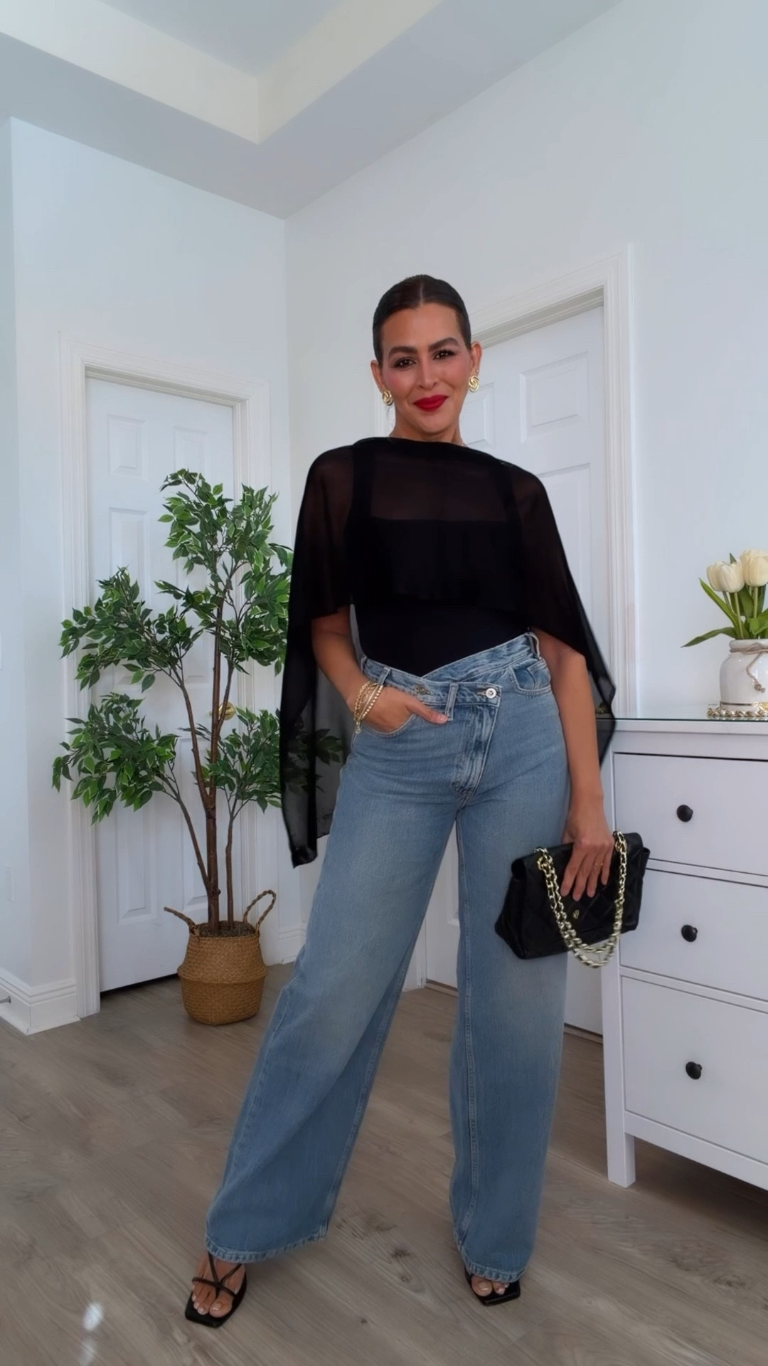 I sized down in jeans, wearing a size 26, instead of 27. Size S in tank top. Size M in topper. Shoes are tts. 
Adding similar silk tops. 
Lipstick is The mvp
Burgundy bag from coach goes with everything. @Zara 

#LTKU #LTKOver40 #LTKSpringSale