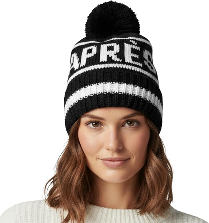 Funky Junque Après Ski Pom Pom Beanie for Women – Oversized Knit Winter Hat, Warm Cozy Womens ... | Amazon (US)